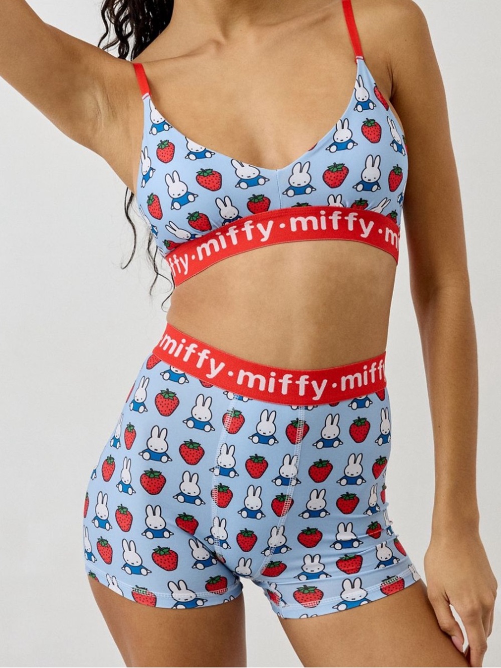 NEW Miffy Strawberry Print Bra & Boyshort 2-Piece Set Loungewear Size Small